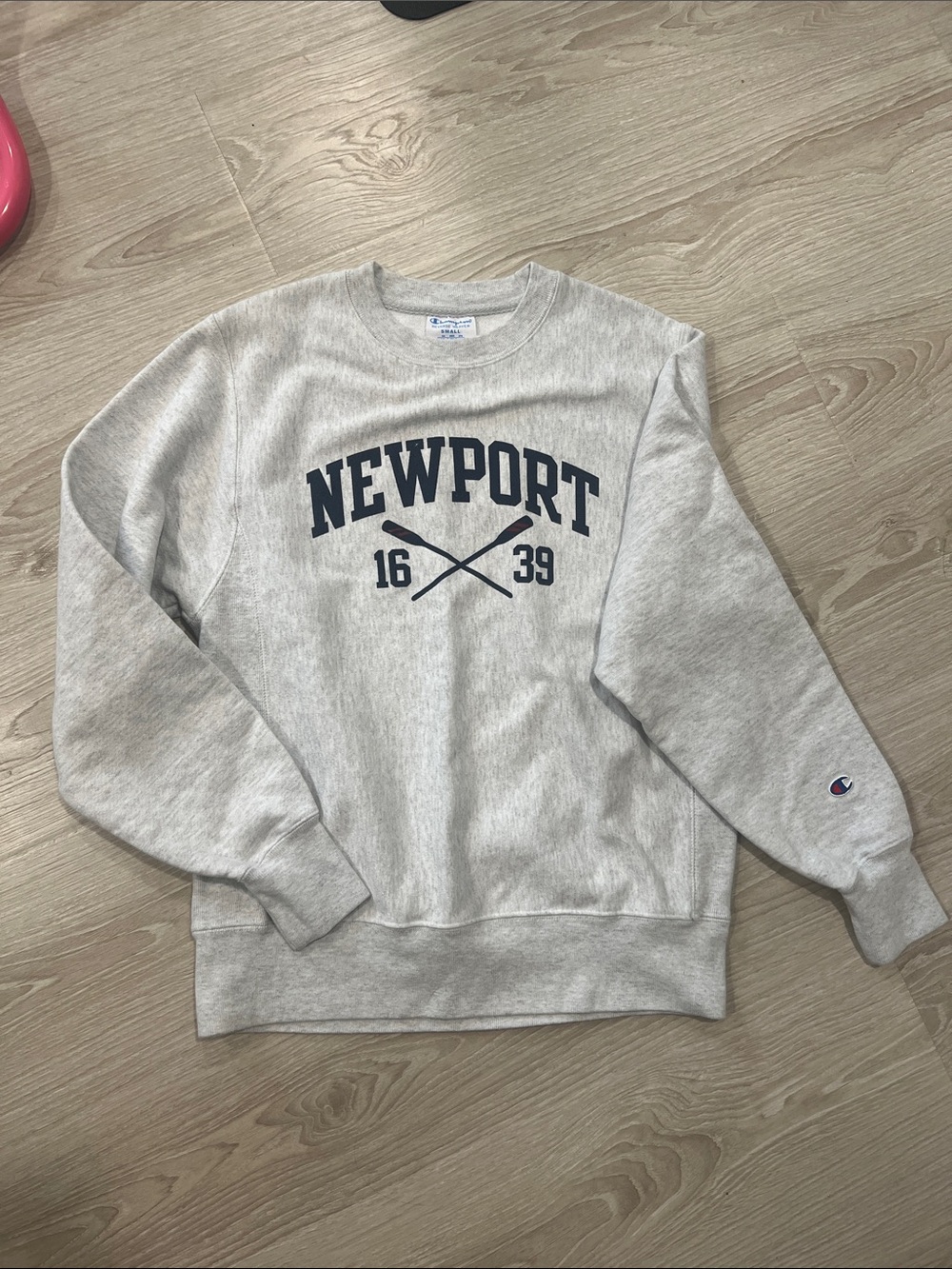 Champion Newport 1639 Crewneck Sweatshirt - Heather Gray with Navy Graphic